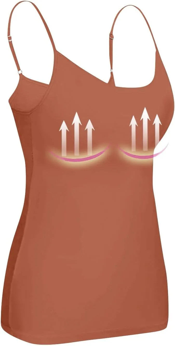 Tank Top, with Built in Bra Sports 2025 Summer Spaghetti Strap Camisoles Cami Sleeveless Trendy Lingerie