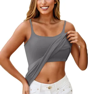 Tank Top, with Built in Bra Sports 2025 Summer Spaghetti Strap Camisoles Cami Sleeveless Trendy Lingerie