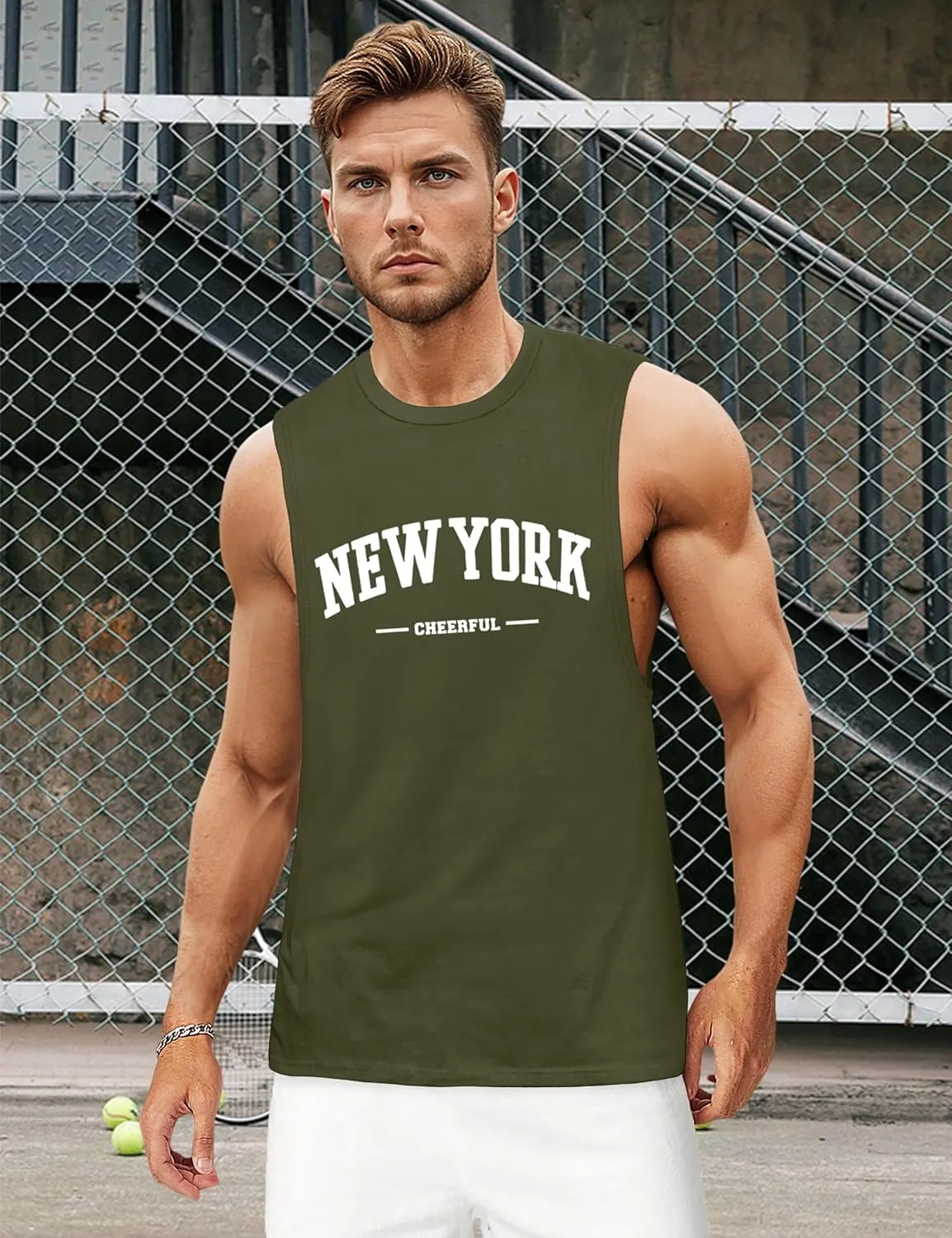 Tank Tops for Men, Sleeveless Workout Shirts for Men Graphic Mens Muscle Tank Tops Workout Athletic Tank Tops for Men