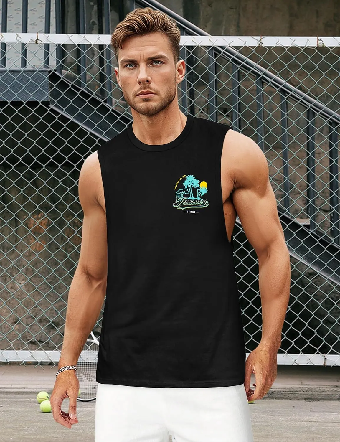 Tank Tops for Men, Sleeveless Workout Shirts for Men Graphic Mens Muscle Tank Tops Workout Athletic Tank Tops for Men