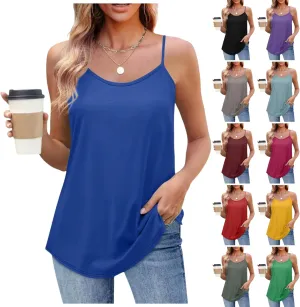 Tank Tops for Women 2025 Adjustable Spaghetti Strap Camisole Scoop Neck Sleeveless Tank Top Casual Summer Trendy Tops