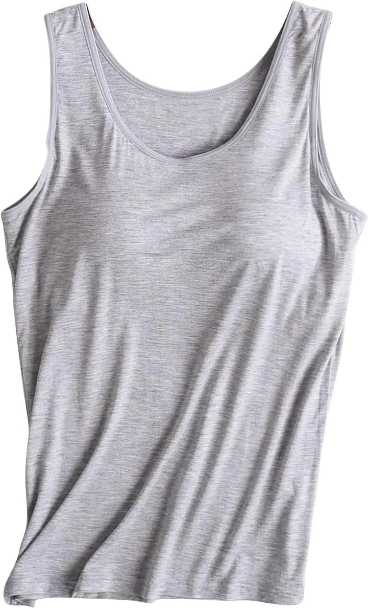 Tank Tops for Women Modal Built-in Bra Padded Camisole Yoga Tanks Tops Undershirts Lightweight Camis Tank Tops