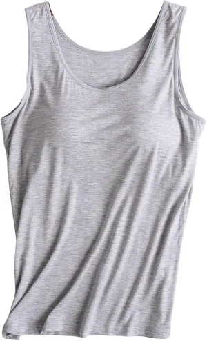 Tank Tops for Women Modal Built-in Bra Padded Camisole Yoga Tanks Tops Undershirts Lightweight Camis Tank Tops
