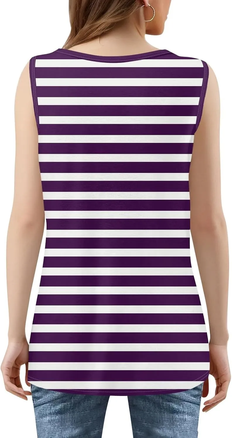 Tank Tops for Women Ruffled Square Neck Summer Pleated Sleeveless Vest Curved Hem Relaxed Fit Holiday Camisole