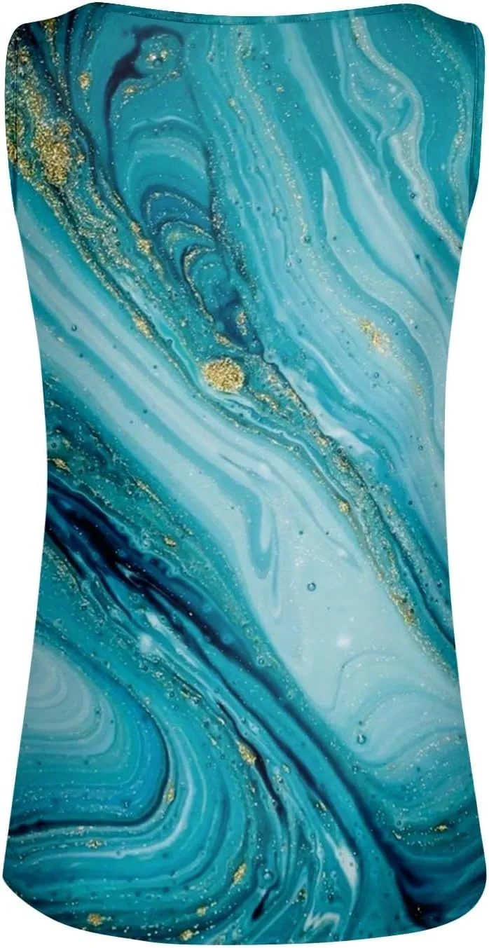 Tank Tops for Women Summer V Neck Tops Casual Button Down Floral Printed Shirts Loose Fit Sleeveless Cute T Shirts