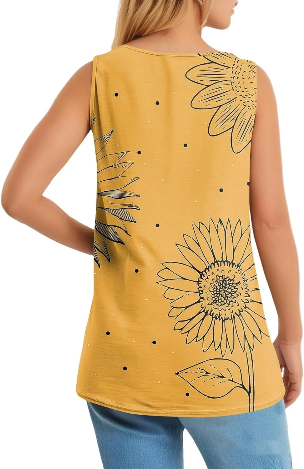 Tank Tops for Women Summer V Neck Tops Casual Button Down Floral Printed Shirts Loose Fit Sleeveless Cute T Shirts