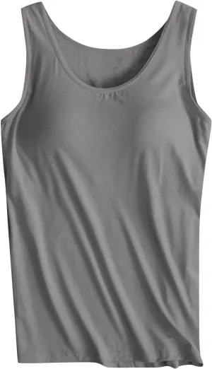 Tank Tops with Built in Bra Padded 2024 Comfy Solid Color Sleeveless Tops Workout Gym Shirt