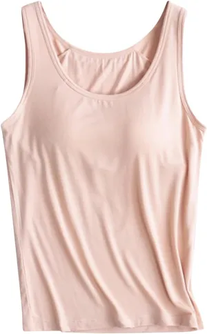 Tank Tops with Built in Bra Padded 2024 Comfy Solid Color Sleeveless Tops Workout Gym Shirt