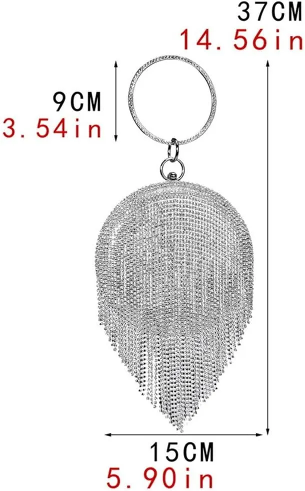 Tassel Women Evening Bags Ball Design Diamonds Day Clutch Purse Rhinestones Wedding Bags(C)