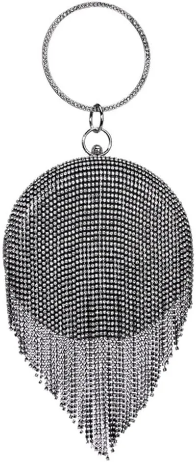 Tassel Women Evening Bags Ball Design Diamonds Day Clutch Purse Rhinestones Wedding Bags(C)