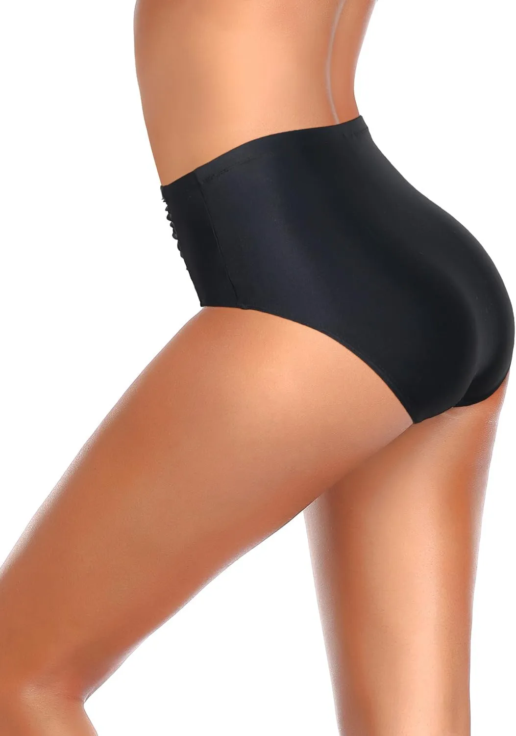 Tempt Me Women High Waisted Bikini Bottoms Tummy Control Swimsuit Bottoms Ruched Bathing Suit Bottom