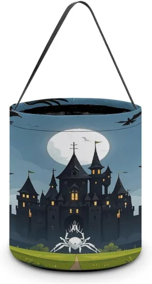 Terrible White Spiders Halloween Tote Candy Bag Candy Basket Candy Bucket Gift Bag for Halloween Party