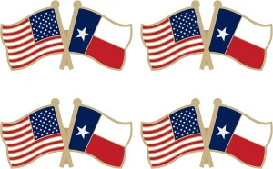 Texas Crossed Double Flag Lapel Pins Small Mini Texan Friendship Pin Badge Pack of 4