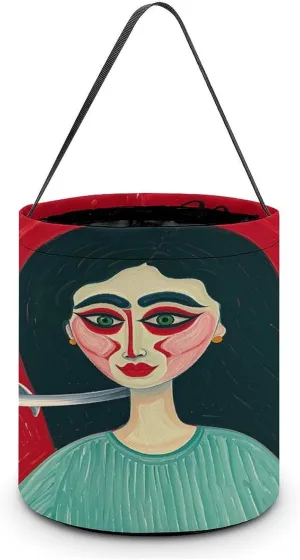 The Portrait of Horror Halloween Tote Candy Bag Candy Basket Candy Bucket Gift Bag for Halloween Party