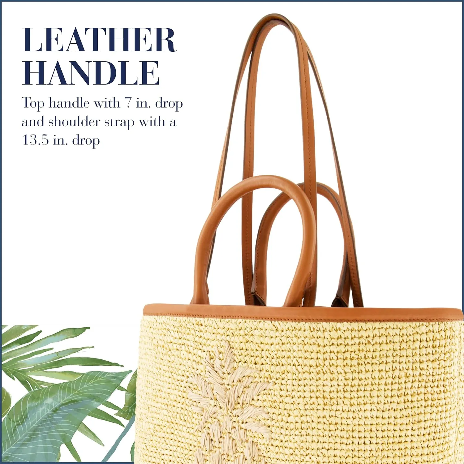 Tommy Bahama Women's Tote Bag, Medium Travel Purse Handbag with Adjustable Shoulder Strap and Leather Trim
