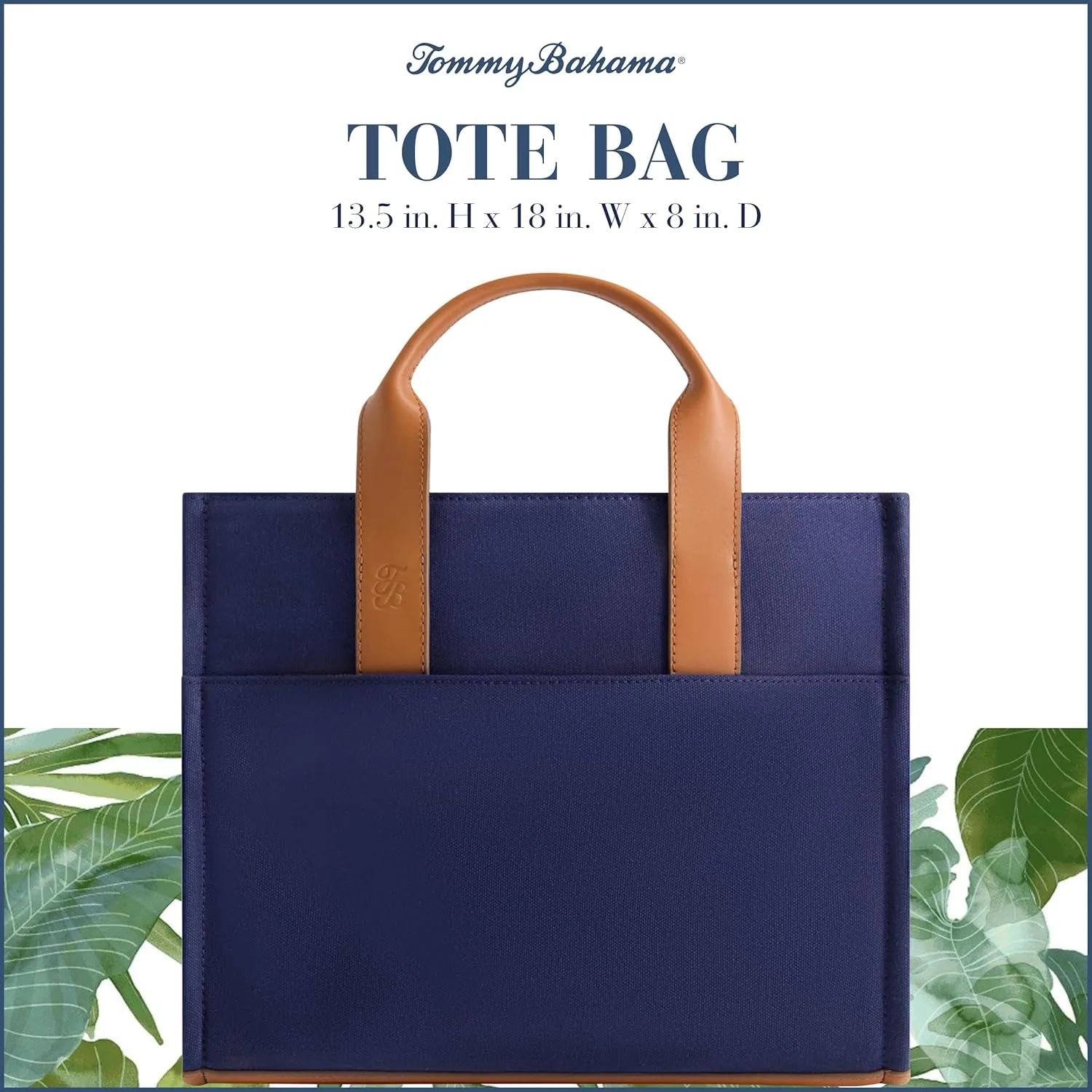 Tommy Bahama Women's Tote Bag, Medium Travel Purse Handbag with Adjustable Shoulder Strap and Leather Trim