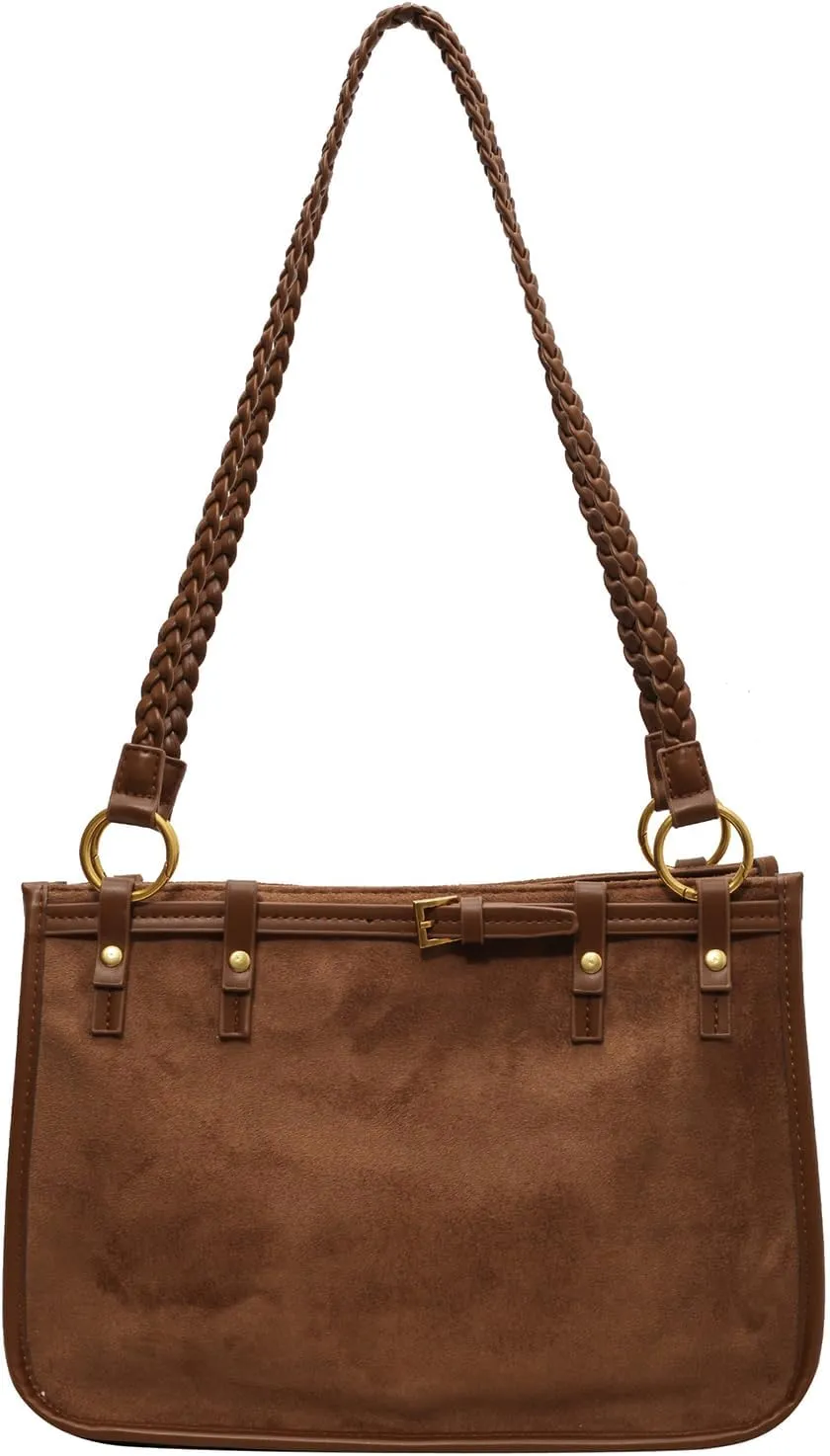 Top Handle Soft Leather Handbags for Women Vintage Casual Crossbody Shoulder Bag Fashion Elegant Tote Bag, Black, 9
