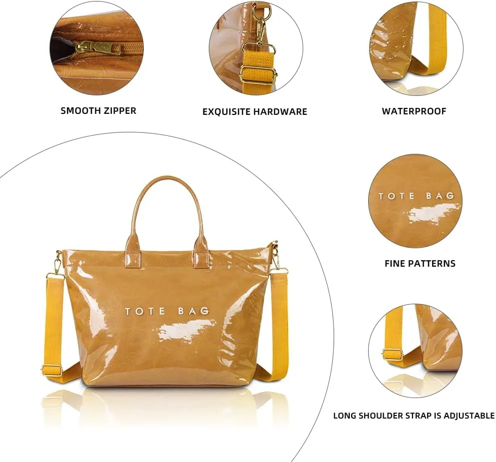 Tote Bag for Women PVC Clear Totes Bags Large Plastic Carry All Bag Crossbody Shoulder Handbag Hobo for Work Travel
