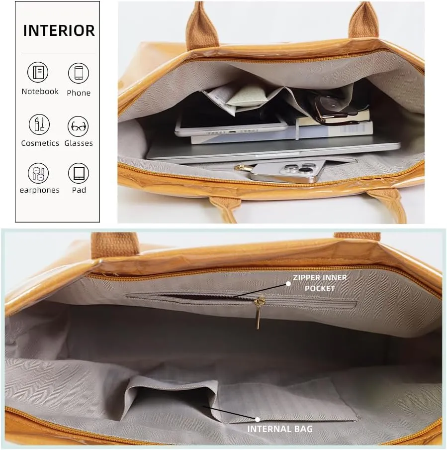 Tote Bag for Women PVC Clear Totes Bags Large Plastic Carry All Bag Crossbody Shoulder Handbag Hobo for Work Travel