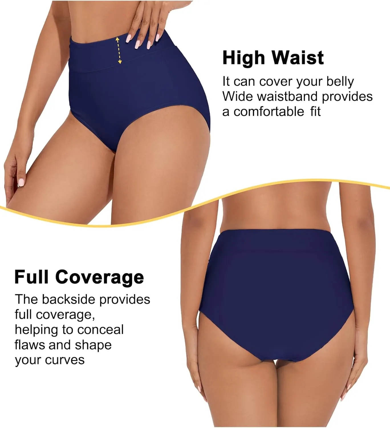 Tournesol Women's Bikini Bottoms High Waisted Bathing Suit Bottoms Full Coverage Swimsuit Briefs