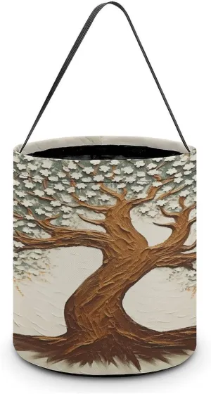 Tree Printed Halloween Tote Candy Bag Candy Basket Candy Bucket Gift Bag for Halloween Party