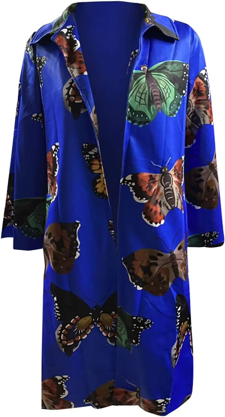 Trench Coat for Women's Oversized Fashion Printed Jackets Boho Long Cardigans Casual Open Front Coats Outerwear