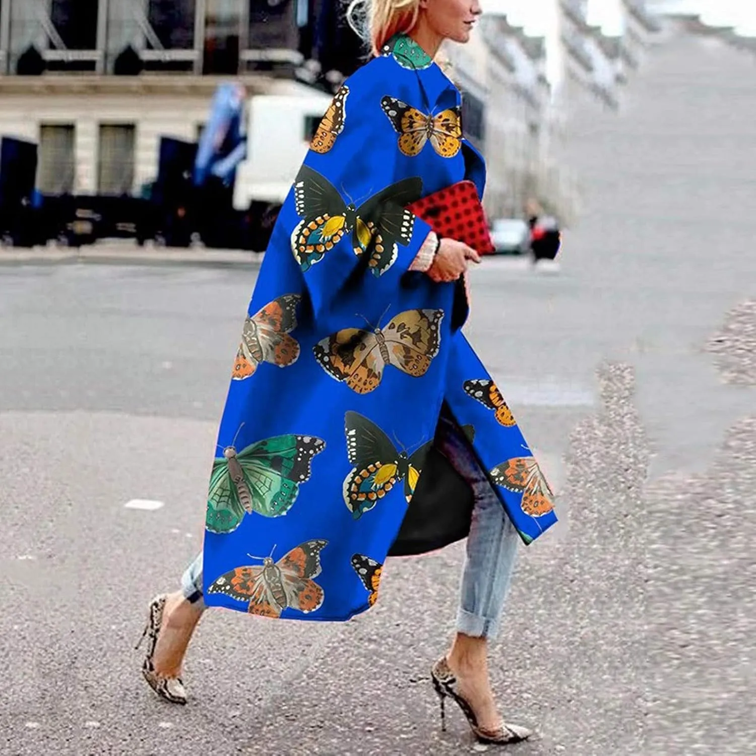 Trench Coat for Women's Oversized Fashion Printed Jackets Boho Long Cardigans Casual Open Front Coats Outerwear