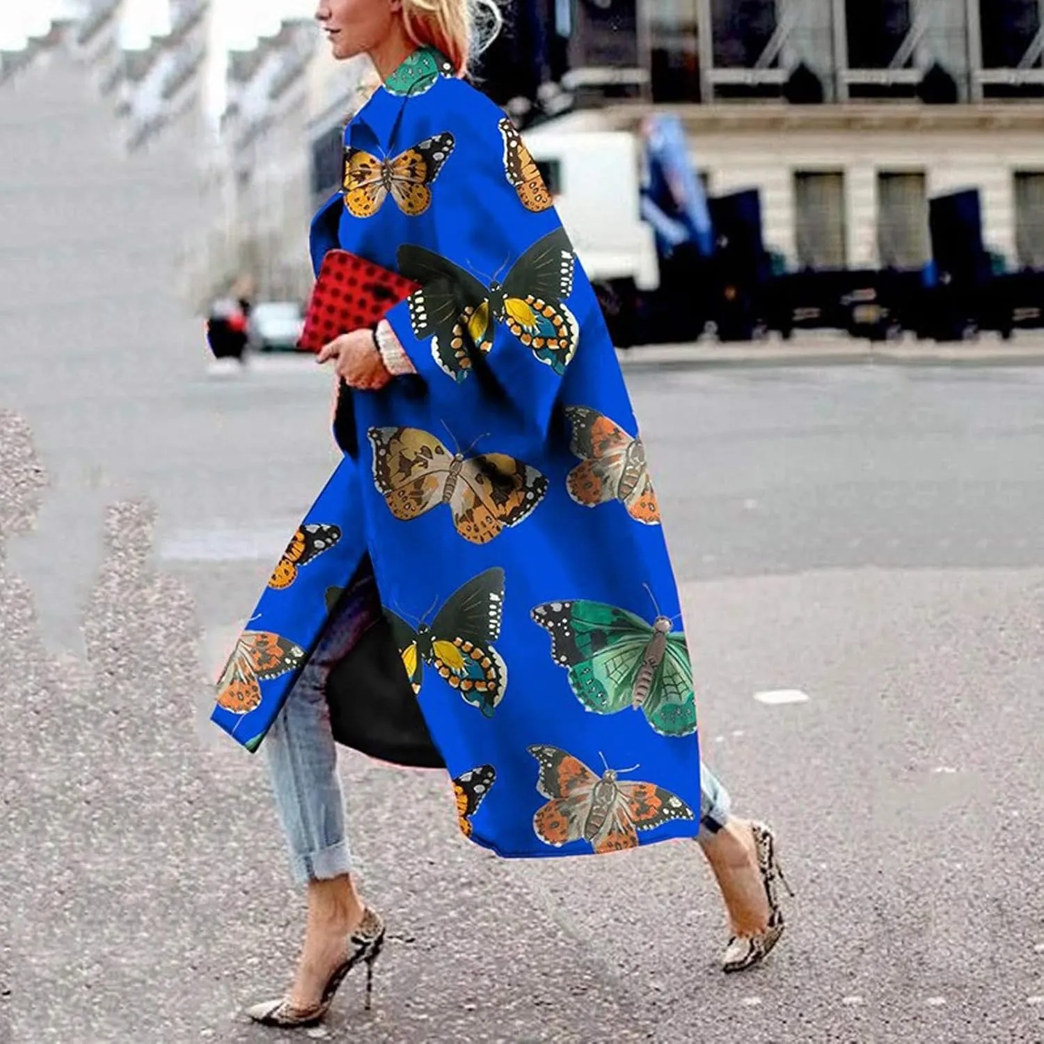 Trench Coat for Women's Oversized Fashion Printed Jackets Boho Long Cardigans Casual Open Front Coats Outerwear