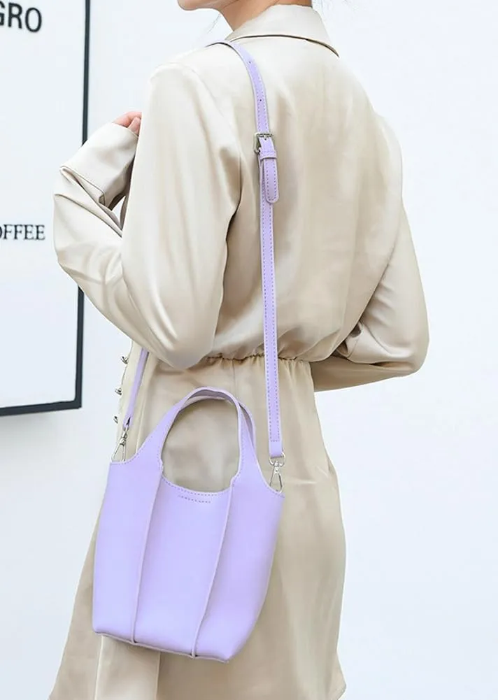 Trendy Vegan Leather Crossbody Purse for Women Small Bucket Shoulder Bag Totes Ladies Handbag Casual 2pcs Satchel