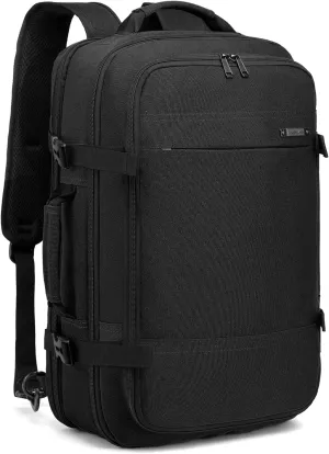 TUGUAN 17 Inch Laptop Backpack 36L Small Computer Backpack with USB Charging Port Black Business Laptop Backpacks for Men Expandable Work Backpacks for Women - Suitable for Work and Commuting