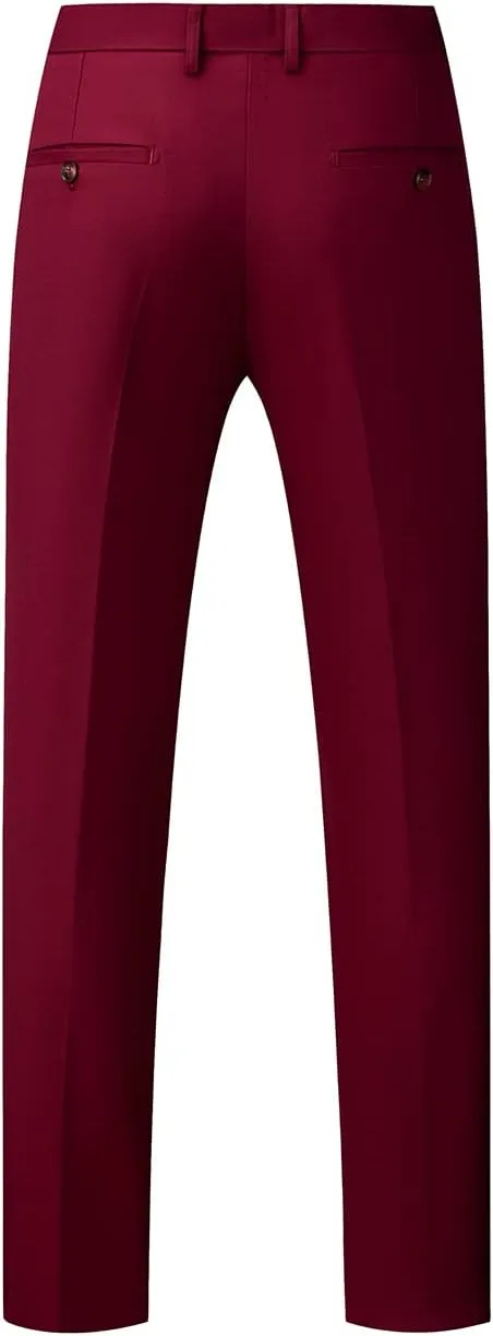 UNINUKOO Mens Dress Pants Slim Fit Solid Color Skinny Trousers Classic Business Casual Wedding Suit Pants