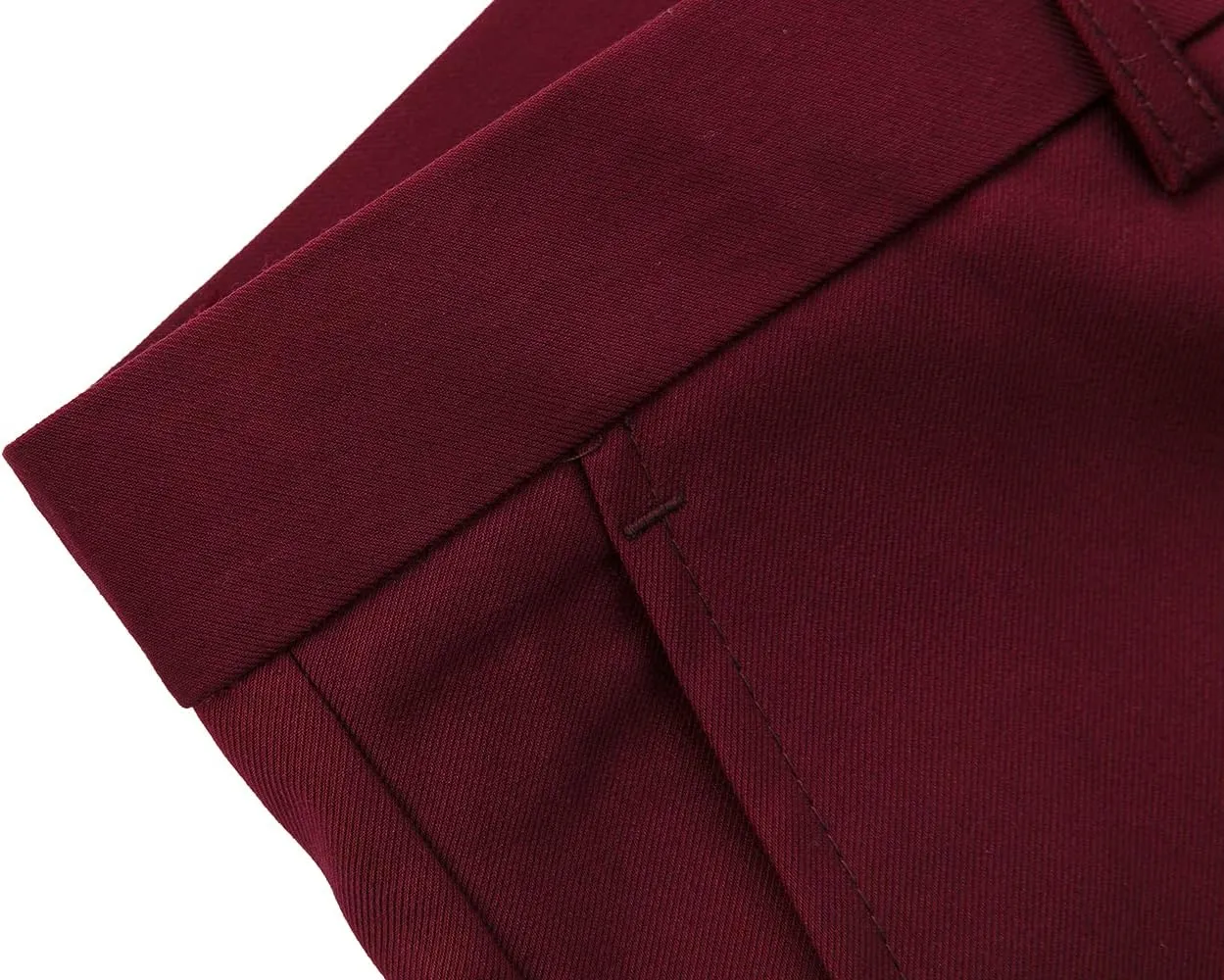 UNINUKOO Mens Dress Pants Slim Fit Solid Color Skinny Trousers Classic Business Casual Wedding Suit Pants