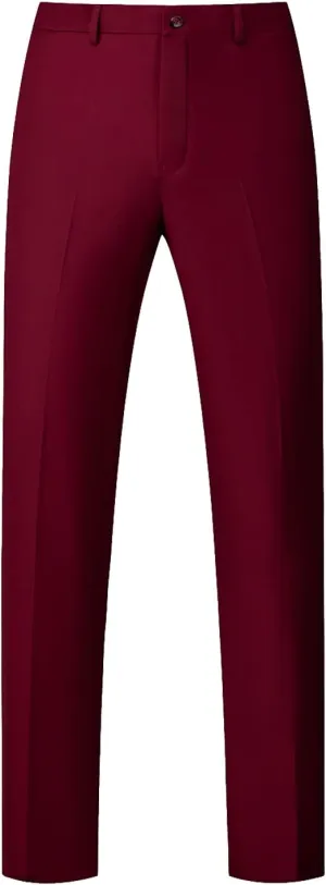 UNINUKOO Mens Dress Pants Slim Fit Solid Color Skinny Trousers Classic Business Casual Wedding Suit Pants