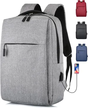Unisex Premium Travel Laptop Backpack with USB Charging Port, Water-Resistant Carry-On Backpack for Men & Women - Fits 15.6 Laptops, Airplane Approved, Work & College Essentials. (Light gray)