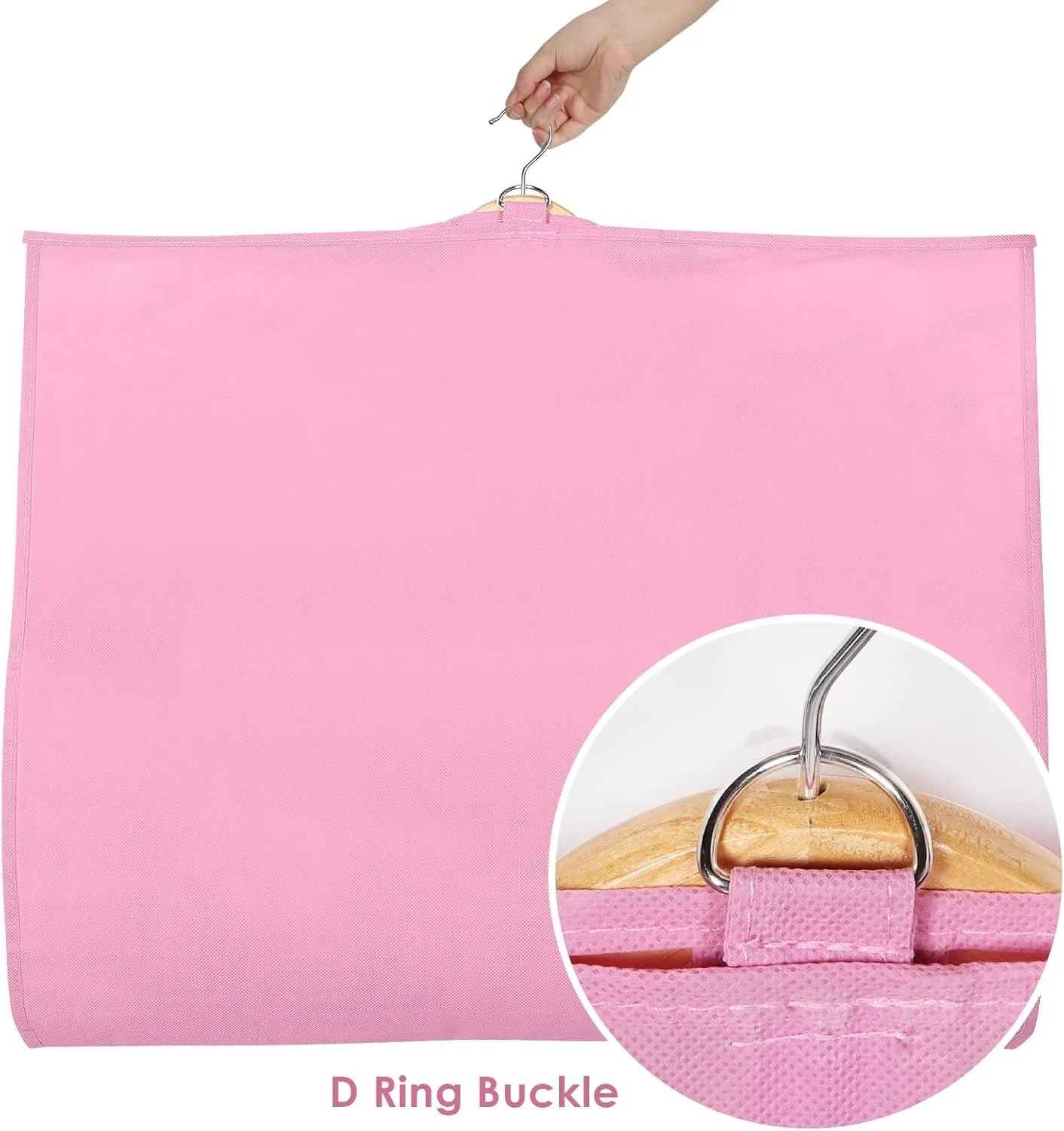 Univivi Dance Costume Bags Garment Bag 40 Inch Hanging Clothes for Dance Competitions, with 3 Medium Clear Zipper Pockets for Dance Costumes, Closet Storage (Pink) - 4 Pack
