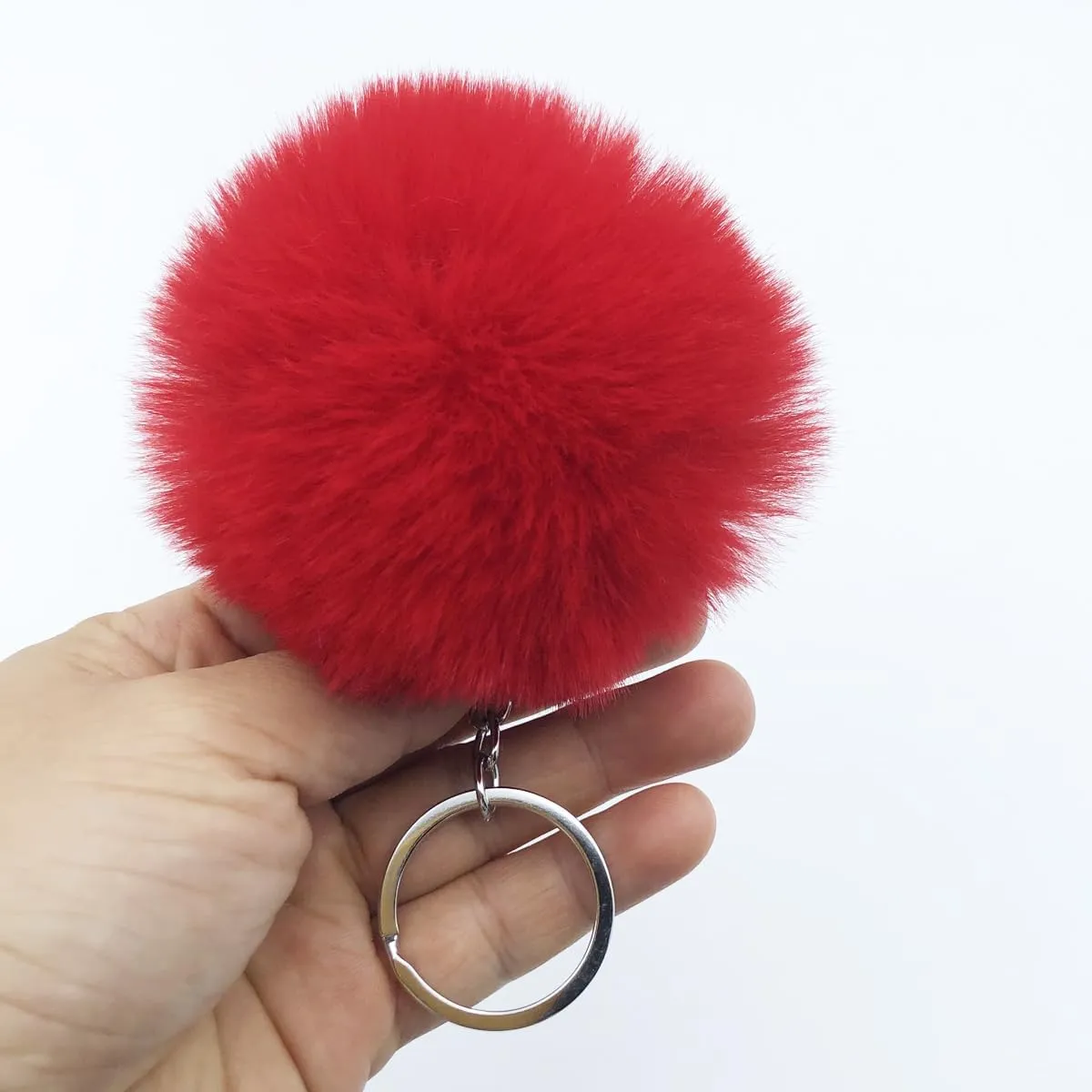 Unpafcxddyig 5 Pieces Pom Pom Keychains Faux Rabbit Fur Ball Keychain Fluffy Puff Ball Keyring