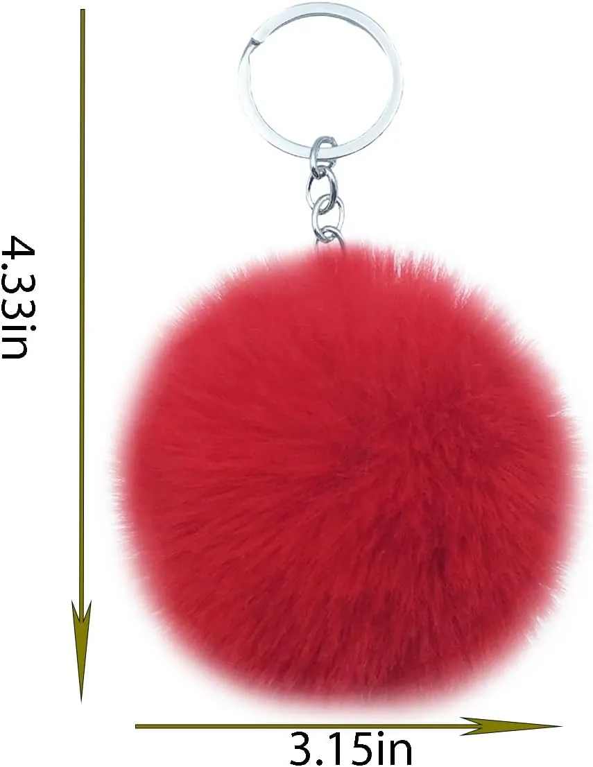 Unpafcxddyig 5 Pieces Pom Pom Keychains Faux Rabbit Fur Ball Keychain Fluffy Puff Ball Keyring