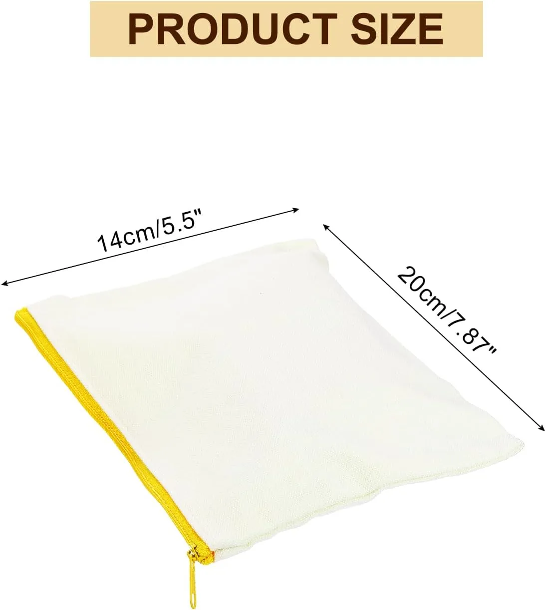uxcell Canvas Makeup Bags, 12 Pcs Travel Cosmetic Bags Bulk, Multipurpose Blank Toiletry Zipper Pouches Blank DIY Craft Bags Pencil Bag for Women Teens, Yellow