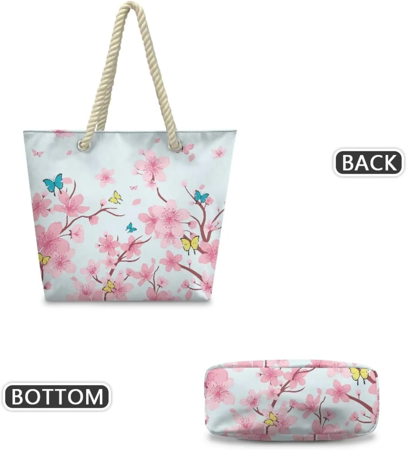 Vacation Beach Bag for Ladiess Women Medium Casual Travel Tote Bag Swim Pool Totes Bag with Hemp Rope Handle