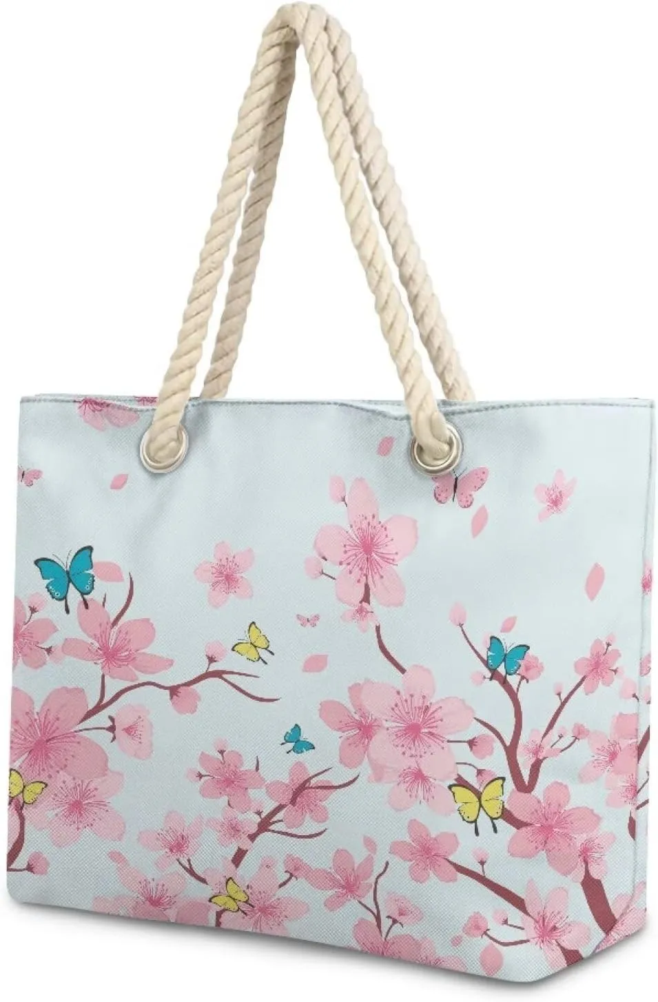 Vacation Beach Bag for Ladiess Women Medium Casual Travel Tote Bag Swim Pool Totes Bag with Hemp Rope Handle