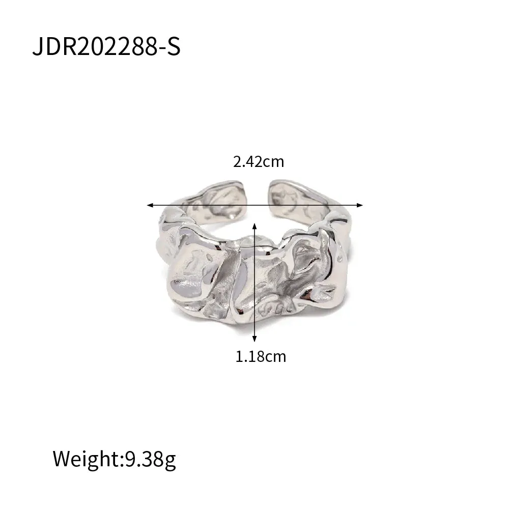 VAIGE Vintage Lava Texture Waterproof Stainless Steel Ring - Trendy Fashion Charm Jewelry