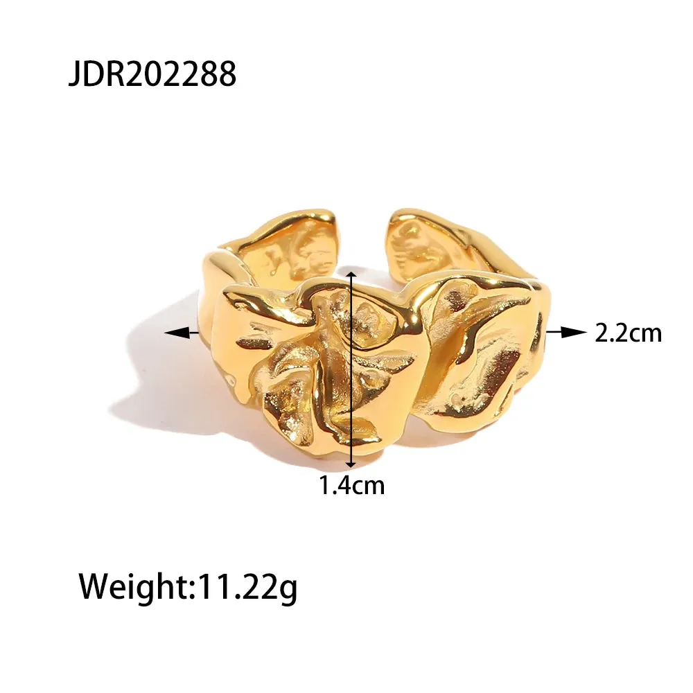 VAIGE Vintage Lava Texture Waterproof Stainless Steel Ring - Trendy Fashion Charm Jewelry