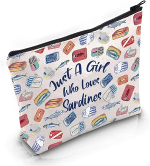 VAMSII Sardine Lover Makeup Bag - Canvas Cosmetic Case - Sardine Eater Gift - Travel & Makeup - Female Adults