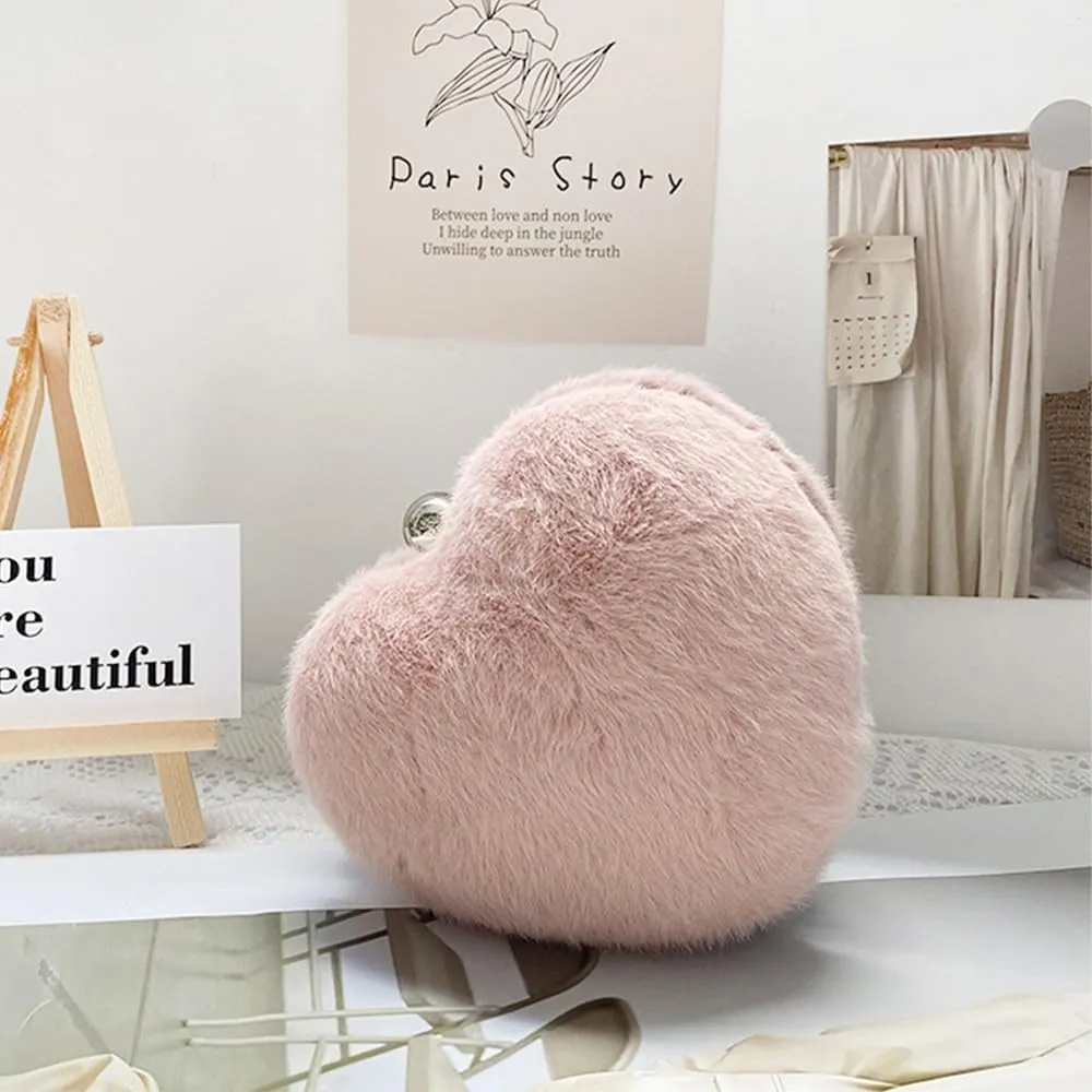 Velvet Evening Clutch Bag Heart Wedding Purse Evening Purses and Clutches for Party Crossbody Shoulder Bag Banquet