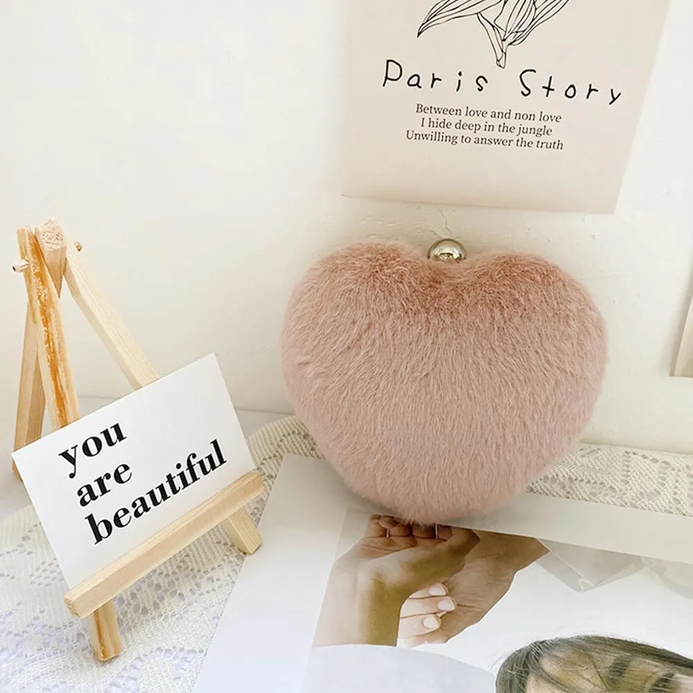 Velvet Evening Clutch Bag Heart Wedding Purse Evening Purses and Clutches for Party Crossbody Shoulder Bag Banquet