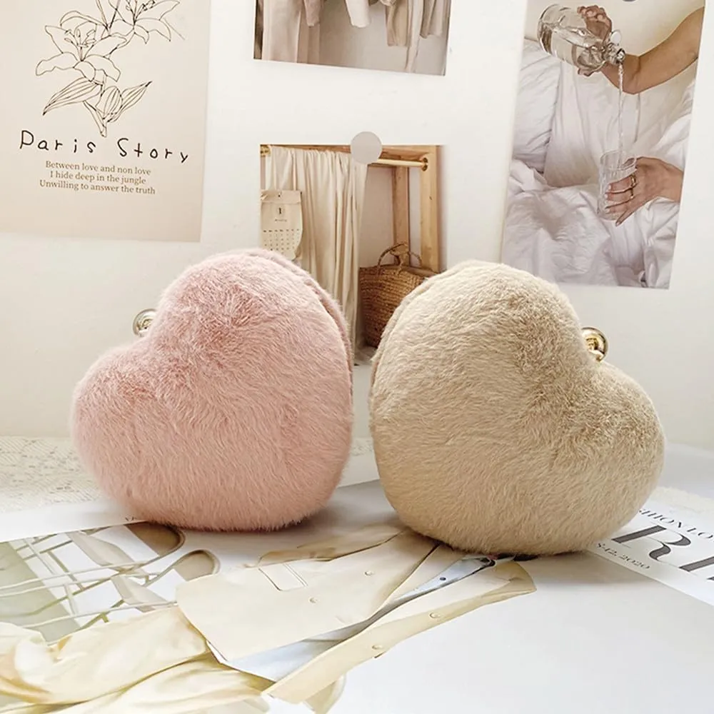 Velvet Evening Clutch Bag Heart Wedding Purse Evening Purses and Clutches for Party Crossbody Shoulder Bag Banquet