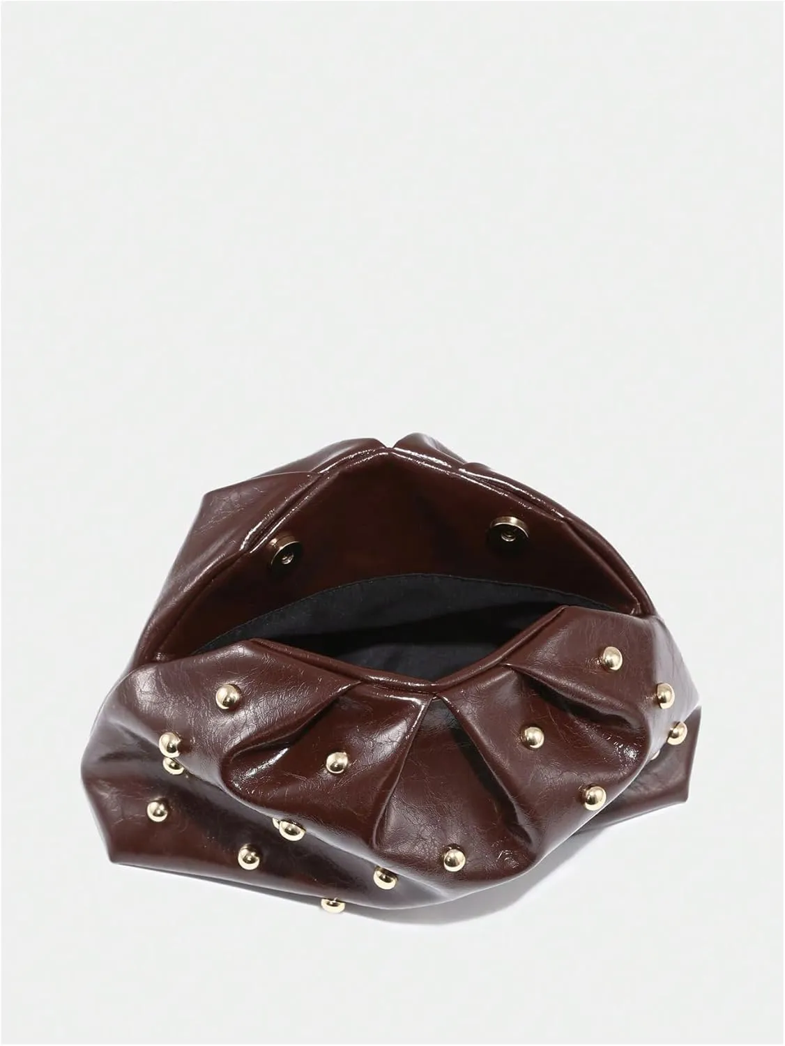 Verdusa Women's PU Leather Studded Clutch Handbags Retro Magnet Ruched Evening Bags