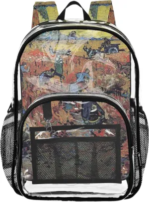 Vincent Vangogh Red Vineyard Clear Bag for Women Travel Boys Backpacks for Girls Approved Transparent Bag