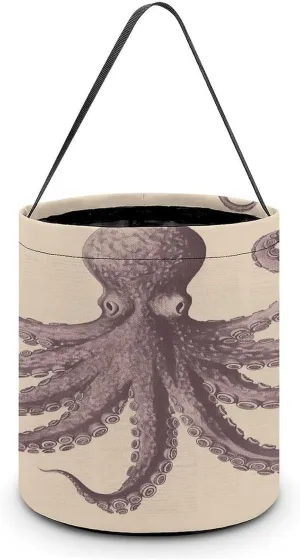 Vintage Octopus Halloween Tote Candy Bag Candy Basket Candy Bucket Gift Bag for Halloween Party