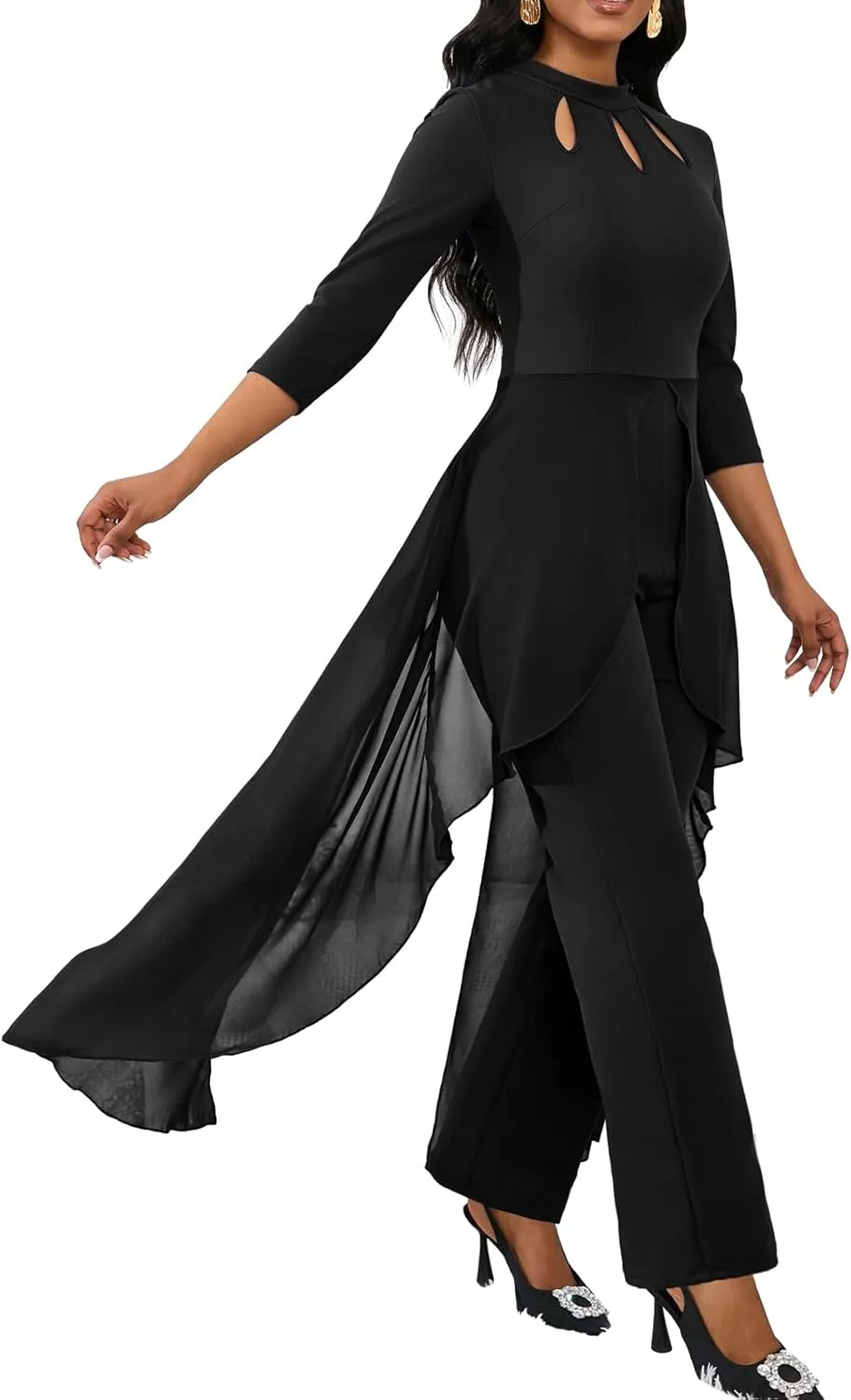 VisiChenup Jumpsuits for Women Dressy Sexy Long Sleeve Casual Long Pants Clubwear Evening Party Jumpsuit